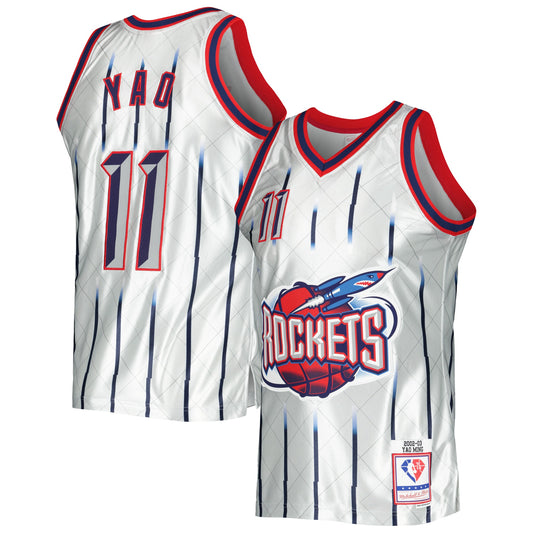 Yao Ming Houston Rockets Mitchell & Ness 2002/03 Hardwood Classics 75th Anniversary Swingman Jersey - Platinum