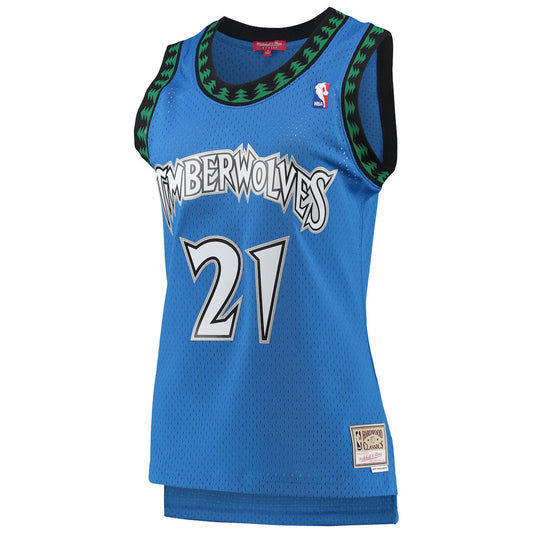 Women's Kevin Garnett Mitchell & Ness Timberwolves Hardwood Classics Swingman Jersey - Blue