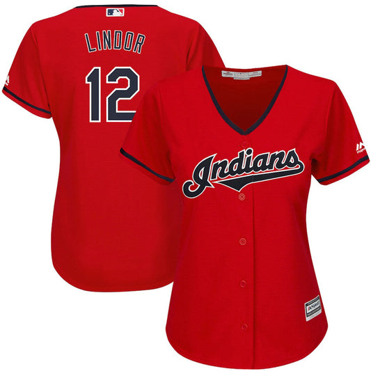 Women's Cleveland Indians Francisco Lindor Replica Alternate Jersey - Scarlet