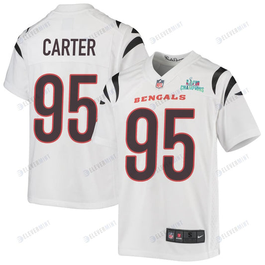 Zach Carter 95 Cincinnati Bengals Super Bowl LVII Champions Youth Game Jersey - White