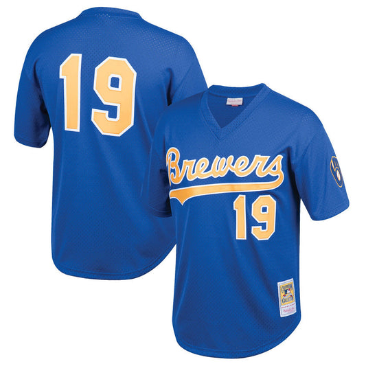 Youth Milwaukee Brewers Robin Yount Mitchell & Ness Royal Cooperstown Collection Mesh Batting Practice Jersey