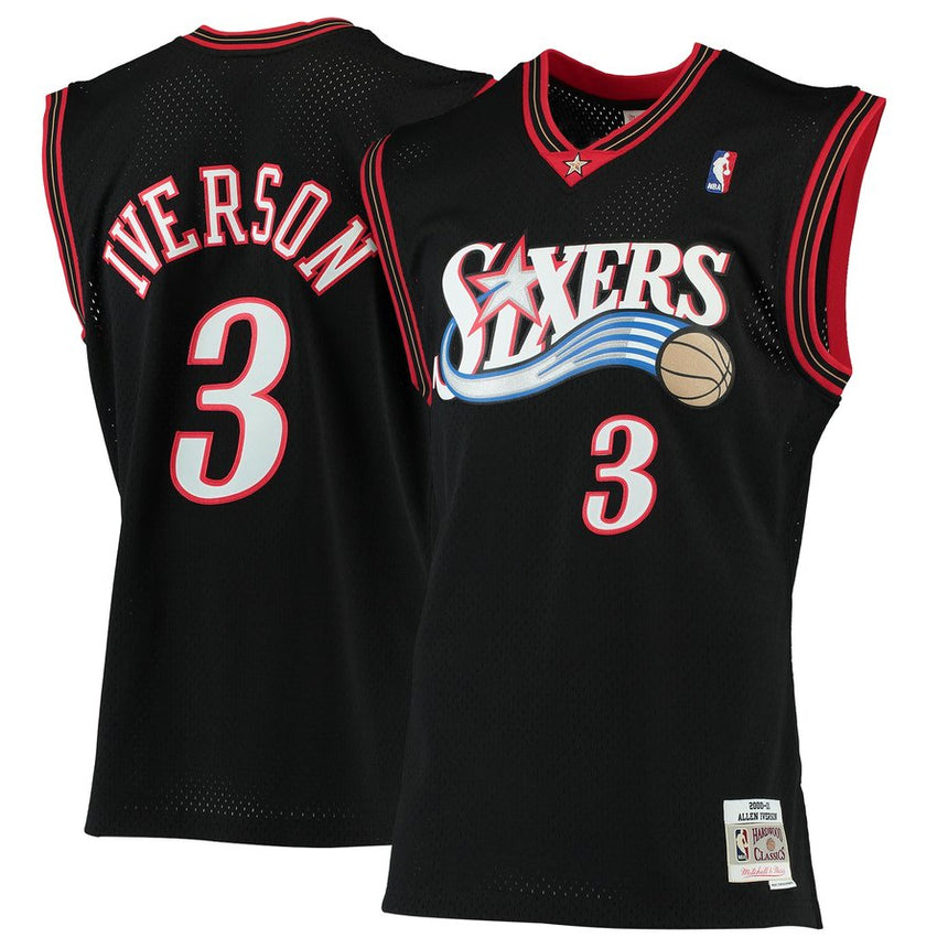 Youth Philadelphia 76ers Allen Iverson Mitchell & Ness Black 2000-01 Hardwood Classics Swingman Jersey