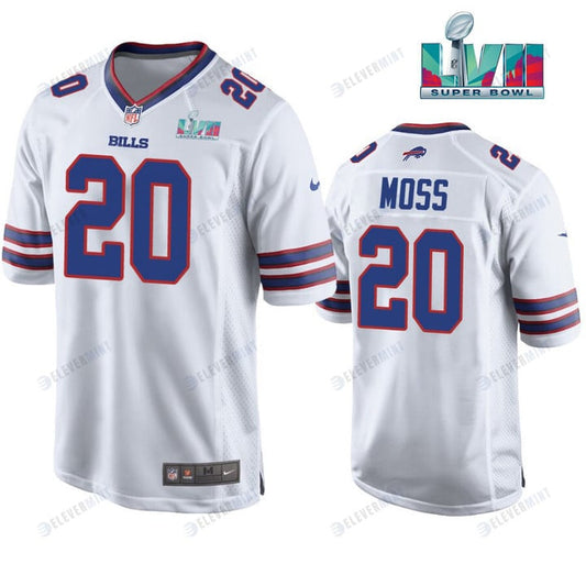 Zack Moss 20 Buffalo Bills Super Bowl LVII Away Player Men Jersey - White Jersey